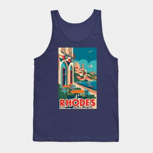 A Vintage Travel Illustration of Rhodes - Greece Tank Top